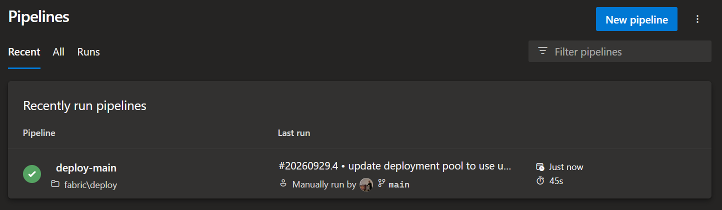 deploy-main run, Dev stage green